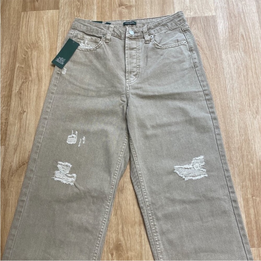 Wild Fable Straight Leg High Rise Distressed Light Brown Casual Denim Jeans NWT - Picture 6 of 13